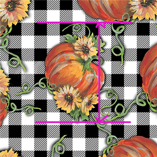 Pumpkins Sunflowers Fall Plaid Bullet Textured Liverpool Fabric FeeFiFauxLeather