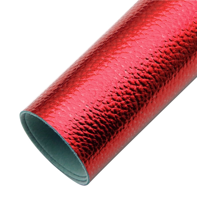 Metallic Solid Pebbled Litchi Faux Leather Sheet FeeFiFauxLeather