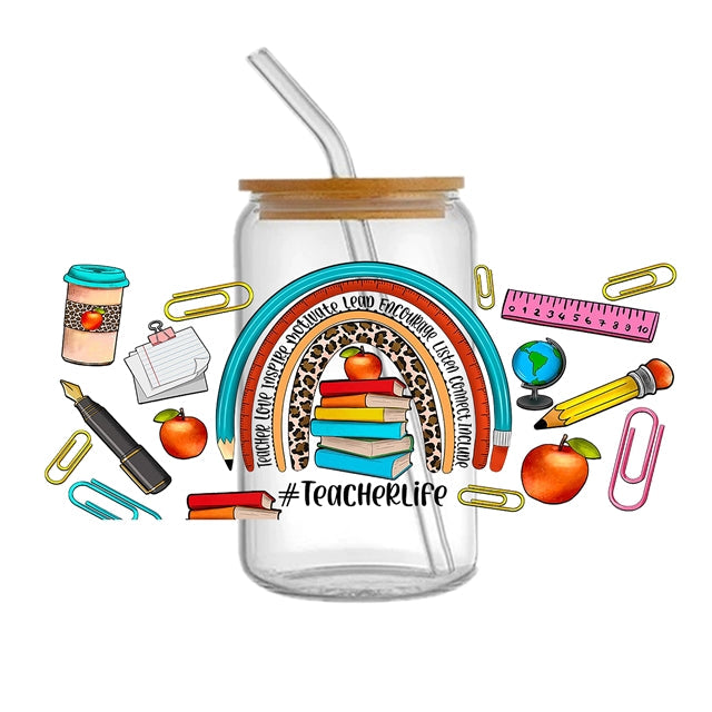 Teacher UV DTF Glass Can Wrap FeeFiFauxLeather