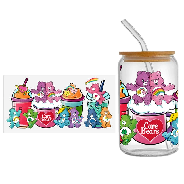 Care Bears UV DTF Glass Can Wrap FeeFiFauxLeather
