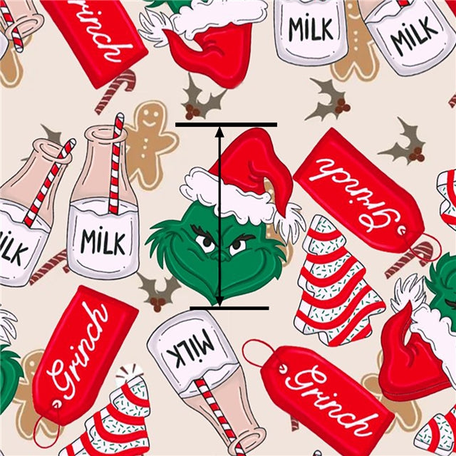 The Grinch Christmas Litchi Printed Faux Leather Sheet FeeFiFauxLeather