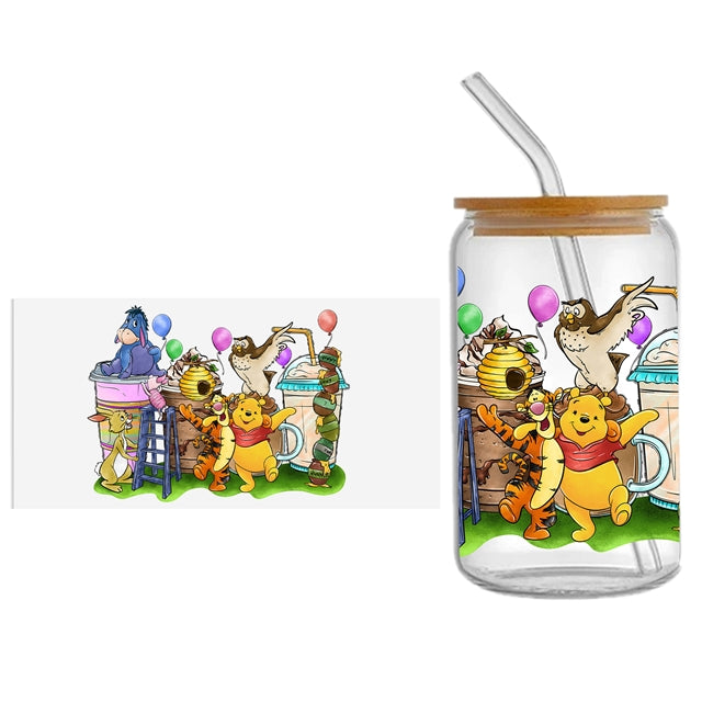 Pooh Bear UV DTF Cup Wrap – Cartoon Bear Cup Wrap Design for Tumblers & Cups FeeFiFauxLeather