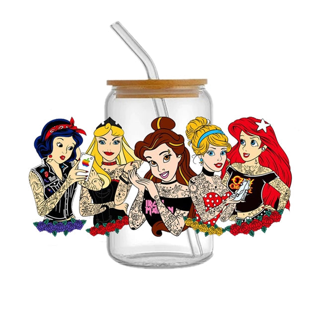 Princess Tattoo UV DTF Glass Can Wrap FeeFiFauxLeather