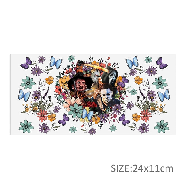 Halloween Horror UV DTF Cup Wrap – Easy Cup Wrap for Tumblers & Projects FeeFiFauxLeather