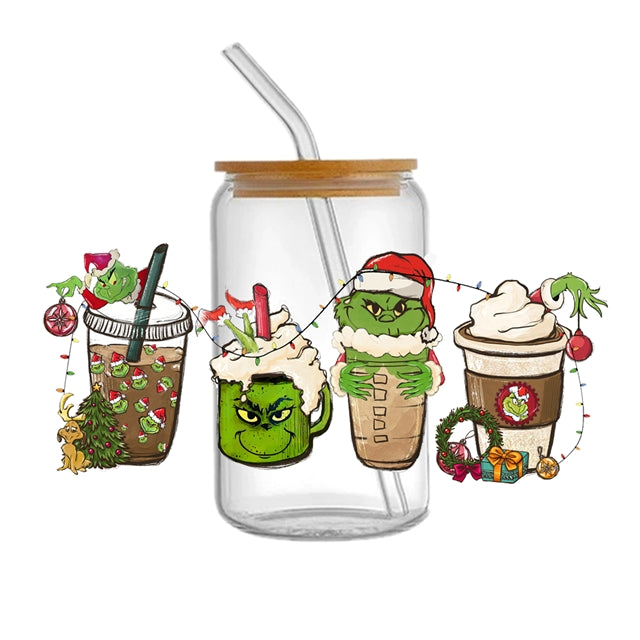 The Grinch Christmas UV DTF Cup Wrap – Christmas Cartoon Wrap for DIY Drinkware Projects FeeFiFauxLeather
