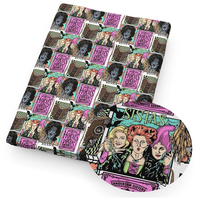 Hocus Pocus Halloween Bullet Printed Fabric FeeFiFauxLeather
