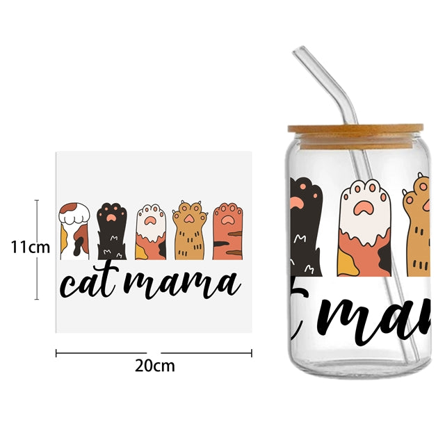 Cow Llama  and Cat UV DTF Glass Can Wrap FeeFiFauxLeather