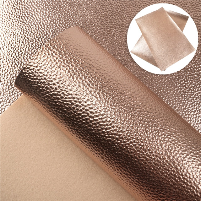 Metallic Solid Pebbled Litchi Faux Leather Sheet FeeFiFauxLeather