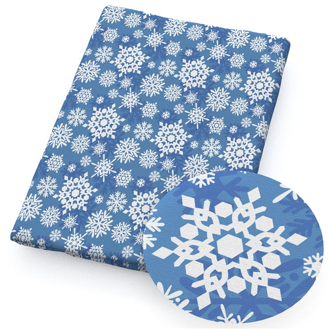 Snowflakes Christmas Textured Liverpool/ Bullet Fabric FeeFiFauxLeather