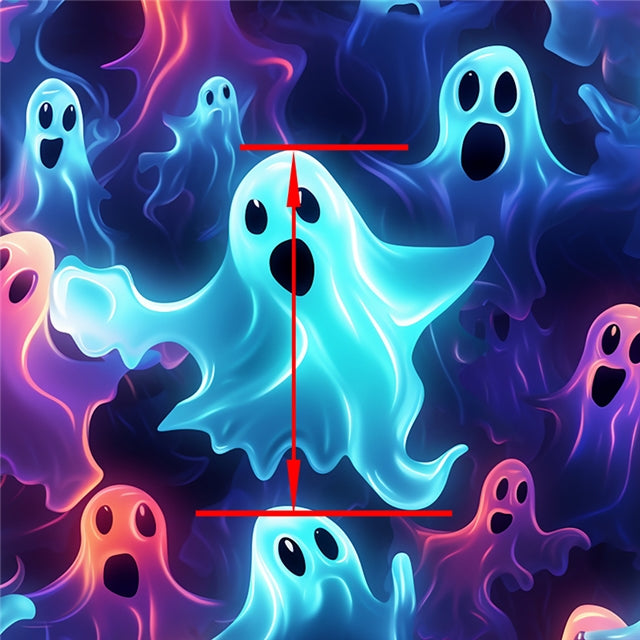 Halloween Ghost Printed Textured Liverpool/ Bullet Fabric with a textured feel FeeFiFauxLeather