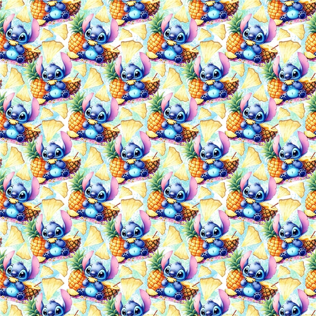 Blue Alien Printed Faux Leather Sheet Litchi has a pebble like feel with bright colors FeeFiFauxLeather