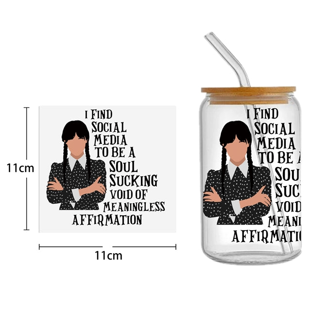 Wednesday UV DTF Cup Wrap – Decorative Wrap Design for Cups & Tumblers FeeFiFauxLeather