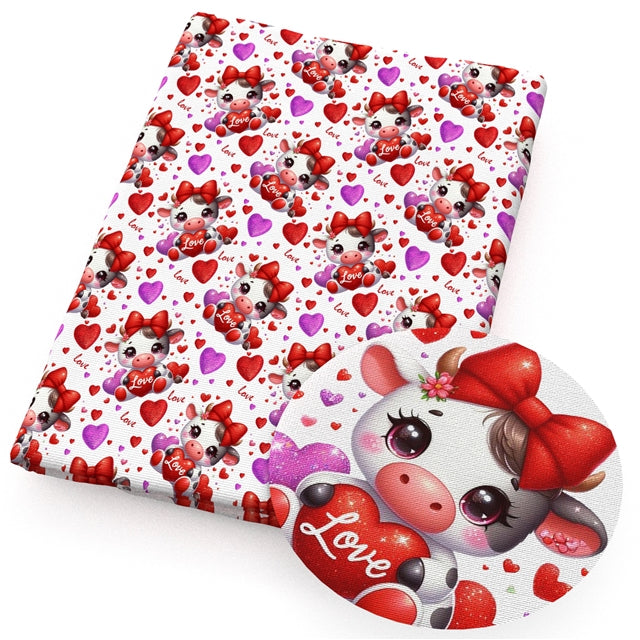 Cow Valentines Textured Liverpool/ Bullet Fabric FeeFiFauxLeather