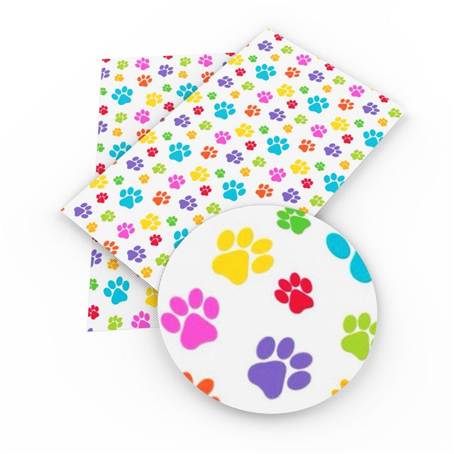 Paw Prints Smooth Printed Faux Leather Sheet FeeFiFauxLeather