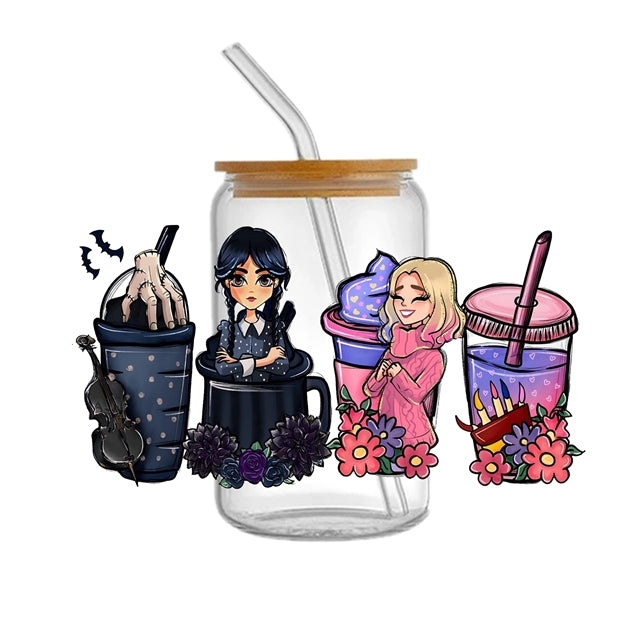 Wednesday UV DTF Cup Wrap – Decorative Wrap Design for Cups & Tumblers FeeFiFauxLeather