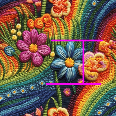 Colorful Flowers Embroidered Pattern Litchi Printed Faux Leather Sheet Litchi has a pebble like feel with bright colors
