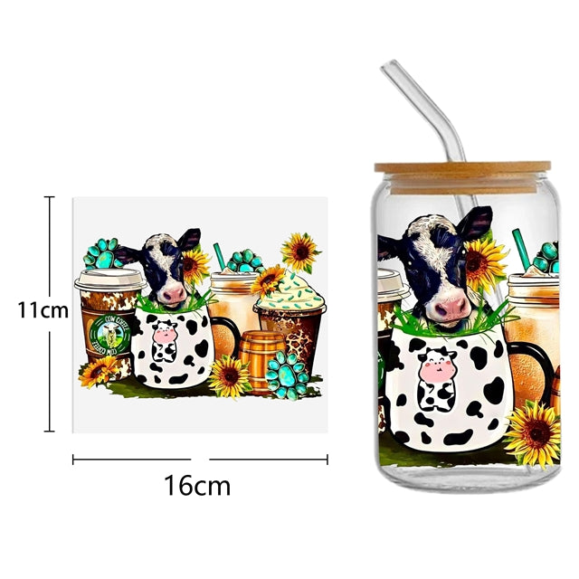 Cow UV DTF Glass Can Wrap FeeFiFauxLeather