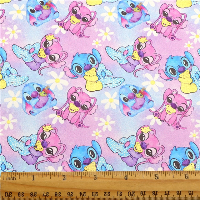 Blue Alien Gold Foil Printed Faux Leather Sheet Bright colors FeeFiFauxLeather
