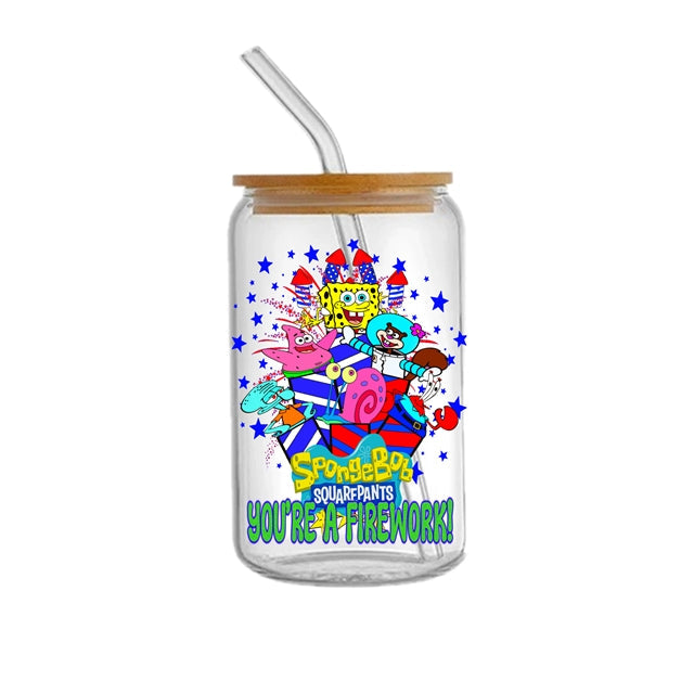 Spongebob UV DTF Glass Can Wrap FeeFiFauxLeather