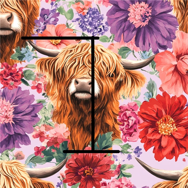 Cow Floral Smooth Printed Faux Leather Sheet FeeFiFauxLeather