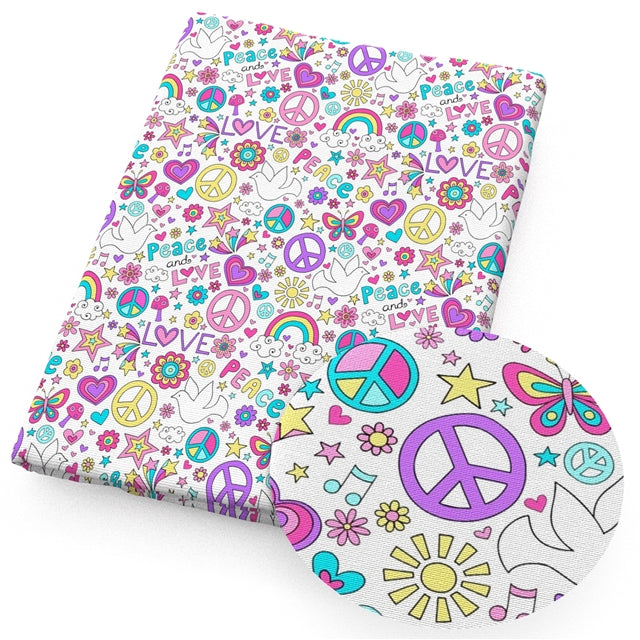 Peace and Love Printed Fabric FeeFiFauxLeather