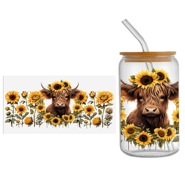 Cow UV DTF Glass Can Wrap FeeFiFauxLeather