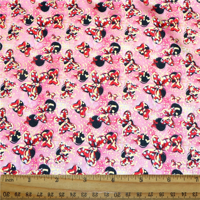 Mouse Bow Gold Foil Printed Faux Leather Sheet Bright colors FeeFiFauxLeather