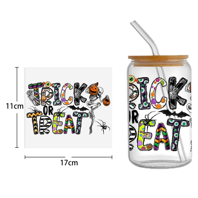 Halloween Trick or Treat UV DTF Cup Wrap – Easy Cup Wrap for Tumblers & Projects FeeFiFauxLeather
