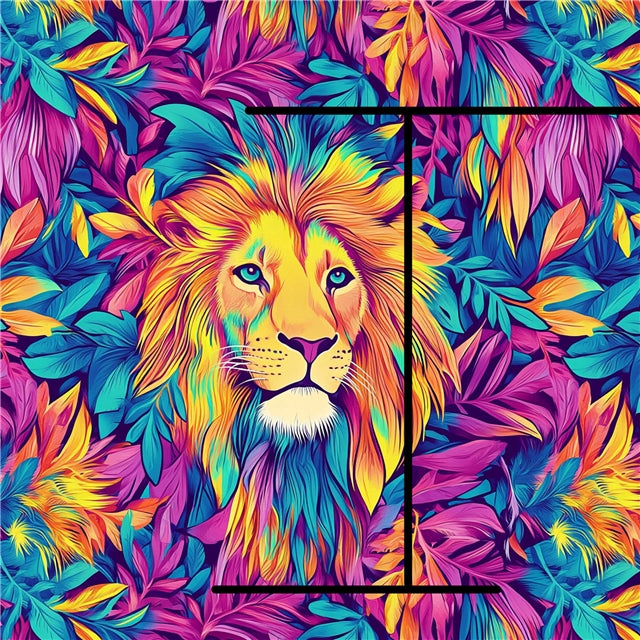 Colorful Lion Printed Textured Liverpool/ Bullet Fabric with a textured feel FeeFiFauxLeather