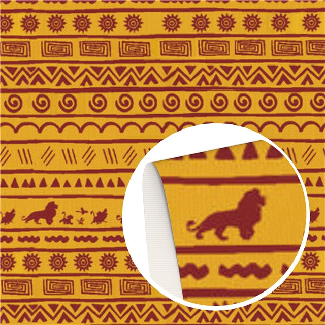 The Lion King Litchi Printed Faux Leather Sheet Litchi has a pebble like feel with bright colors FeeFiFauxLeather