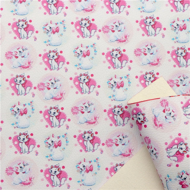 Marie Aristocat Kitten Cat Smooth Printed Faux Leather Sheet FeeFiFauxLeather