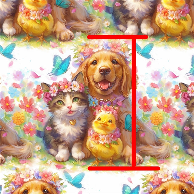 Dog Cat Flowers Easter Smooth Printed Faux Leather Sheet FeeFiFauxLeather