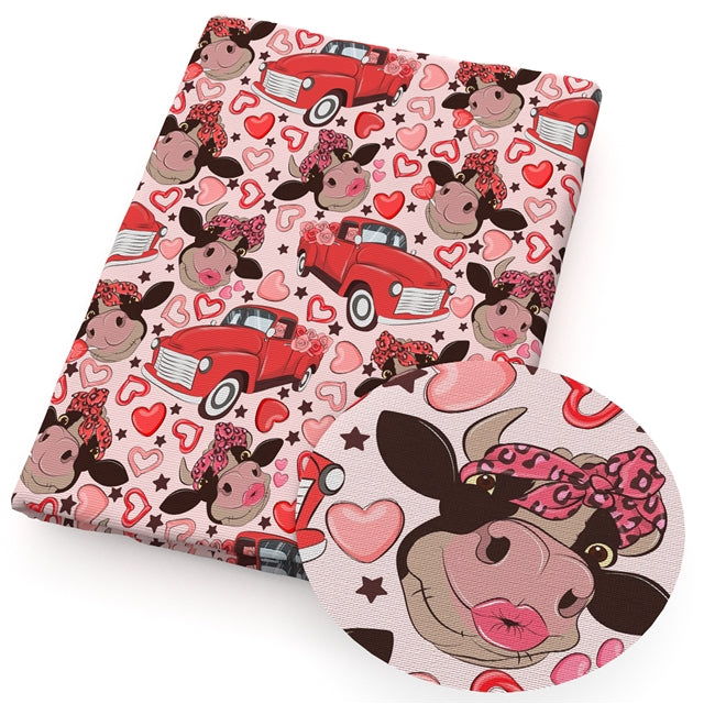 Cow Heart Valentine Textured Liverpool/ Bullet Fabric FeeFiFauxLeather