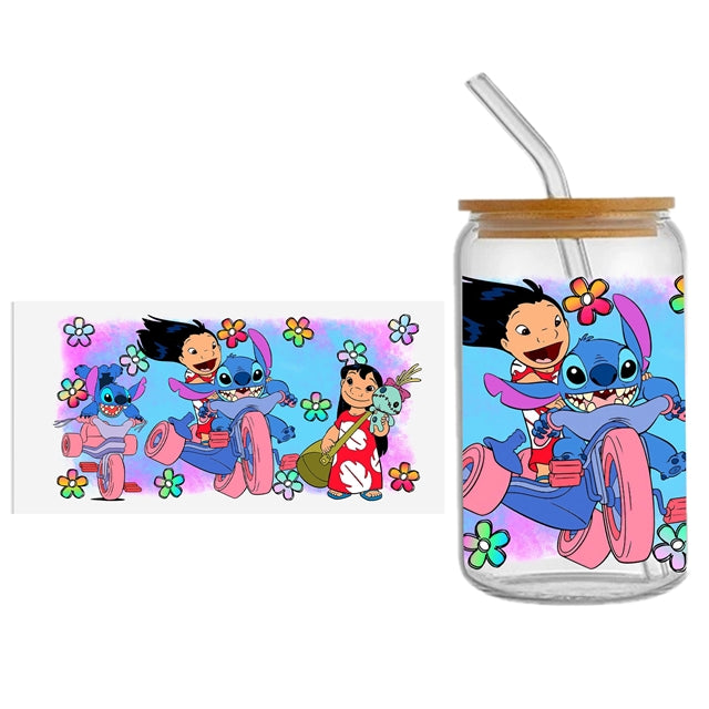 Blue Alien UV DTF Glass Can Wrap FeeFiFauxLeather