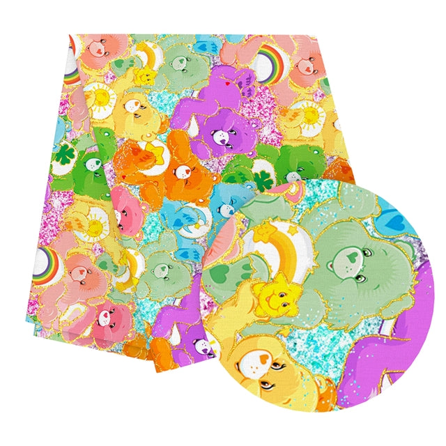 Care Bears Gold Foil Printed Faux Leather Sheet Bright colors FeeFiFauxLeather