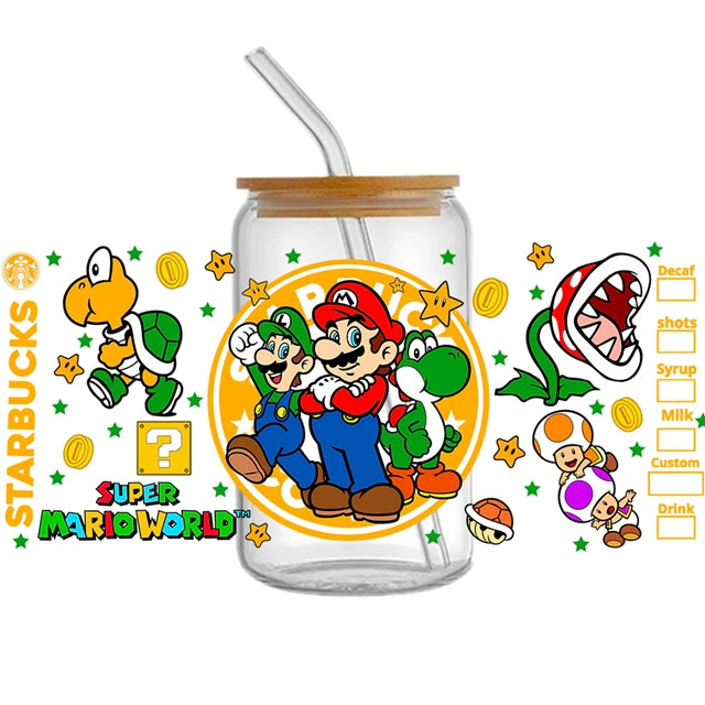 Super Mario UV DTF Cup Wrap – DIY Drinkware Wrap for Gamers & Crafters FeeFiFauxLeather