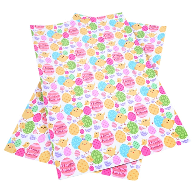 Easter Chicks Litchi Printed Faux Leather Sheet FeeFiFauxLeather