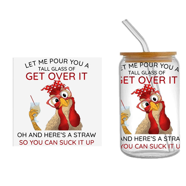Chicken UV DTF Glass Can Wrap FeeFiFauxLeather