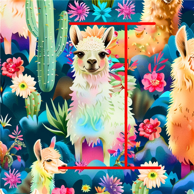 Llama Floral Printed Faux Leather Sheet FeeFiFauxLeather