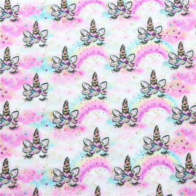 Unicorn Glitter Double Sided Pattern Faux Leather Sheet