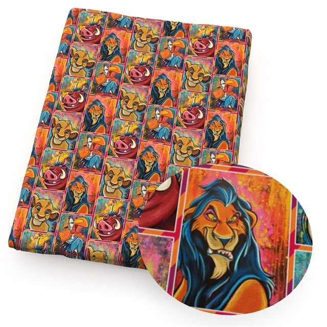 Mufasa The Lion King Printed Textured Liverpool/ Bullet Fabric with a textured feel FeeFiFauxLeather
