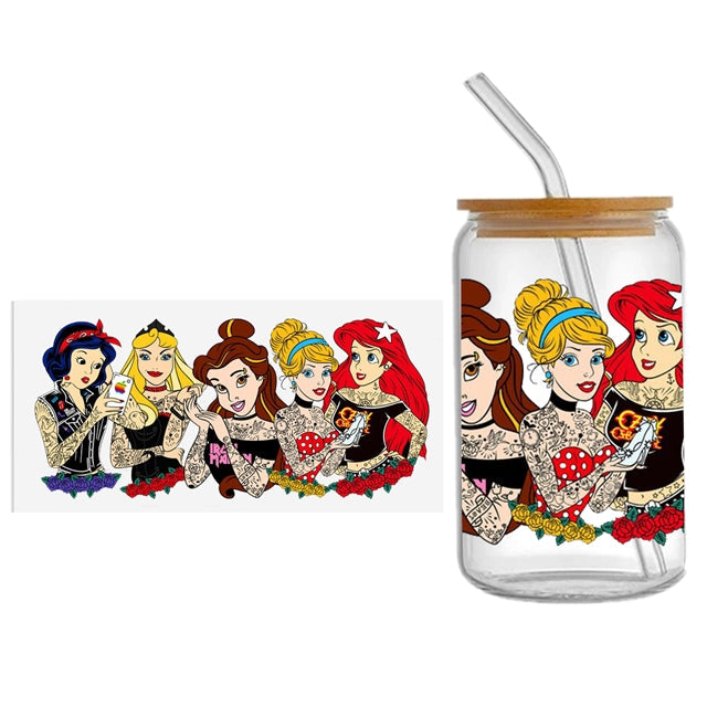 Princess Tattoo UV DTF Glass Can Wrap FeeFiFauxLeather
