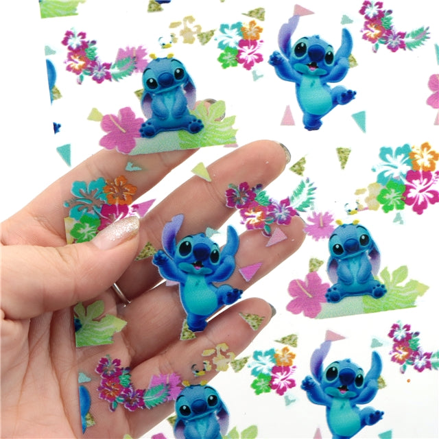 Blue Alien Printed See Through Vinyl ,Clear, Transparent Vinyl Sheet FeeFiFauxLeather