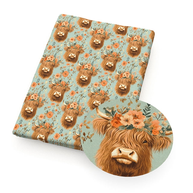 Cow Floral Textured Liverpool/ Bullet Fabric FeeFiFauxLeather