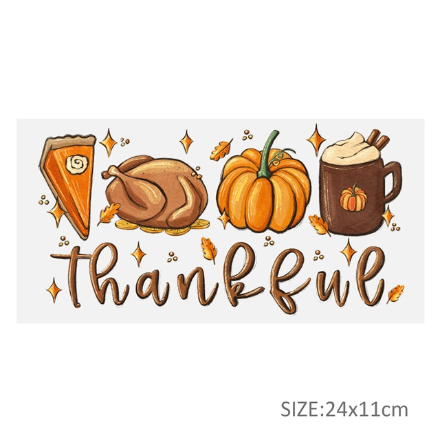 Fall Thanksgiving UV DTF Cup Wrap – Easy Cup Wrap for Tumblers & Projects FeeFiFauxLeather