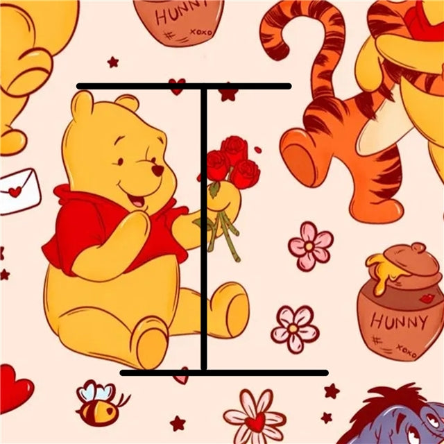 Pooh Bear Hearts Printed Fabric FeeFiFauxLeather