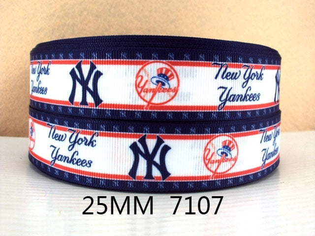 Yankees Baseball 1 Yard Printed Grosgrain Ribbon 1 inch wide
