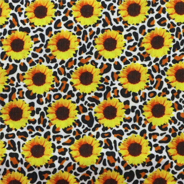 Sunflower Leopard Printed Fabric FeeFiFauxLeather
