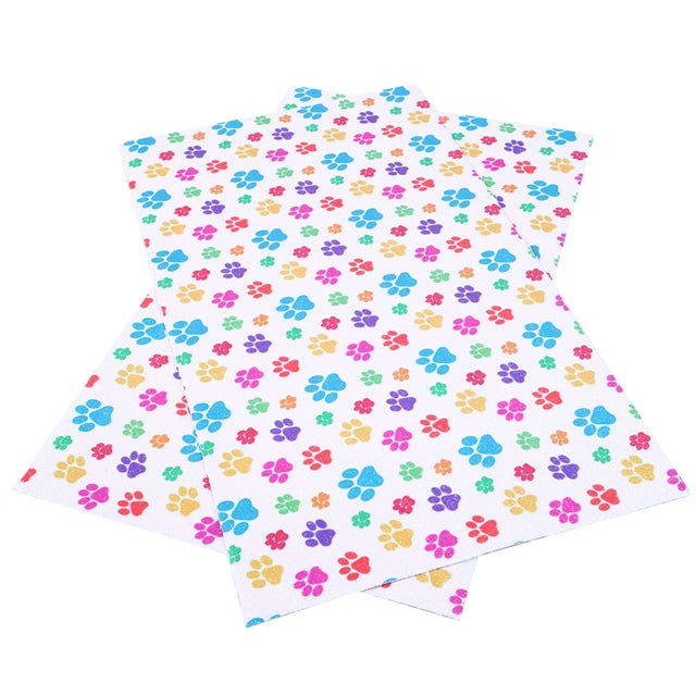 Paw Prints Smooth Printed Faux Leather Sheet FeeFiFauxLeather