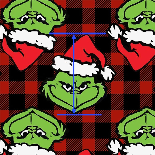 The Grinch Buffalo Plaid Christmas Textured Liverpool/ Bullet Fabric with a textured feel FeeFiFauxLeather